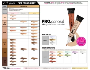 LA Girl Pro Conceal Hd Concealer shades swatch