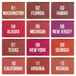 NIOR Red Carpet Lip Color swatches.