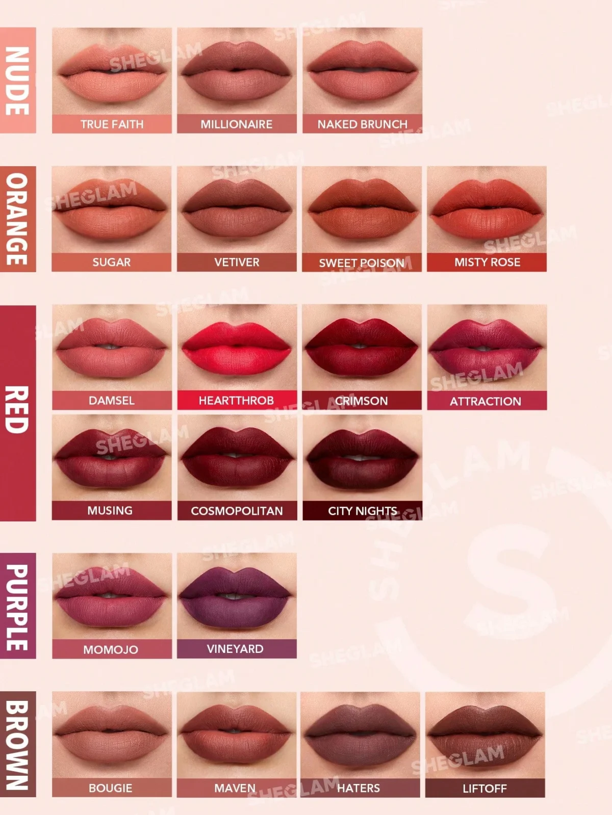 Sheglam Matte Allure Liquid Lipstick shades 2