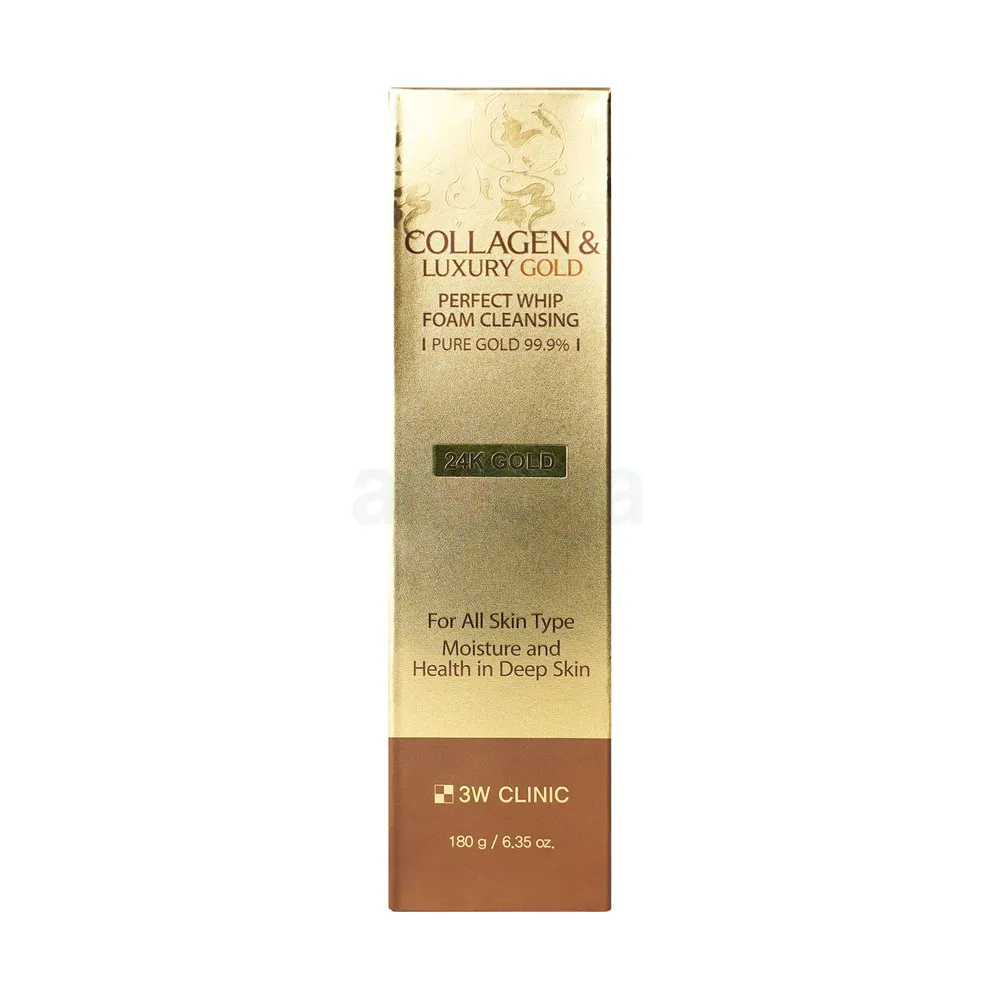 3W Clinic Collagen and Luxury 24K Gold Perfect Whip Foam Cleansing for All Skin Types 180g